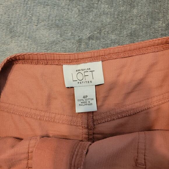 Ann Taylor LOFT Womens Mini Skirt Size 4P Rust Corduroy Utility Pockets preppy - Picture 3 of 7